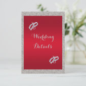 Classy Ruby Red & Sparkly Bauble Kerstbruiloft Informatiekaartje (Staand voorkant)
