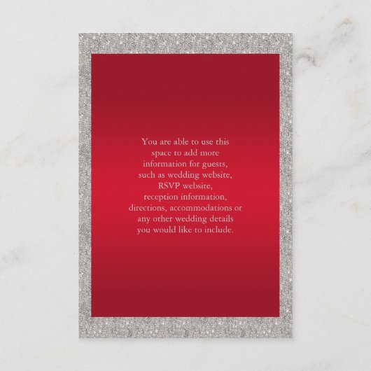 Classy Ruby Red & Sparkly Bauble Kerstbruiloft Informatiekaartje (Achterkant)