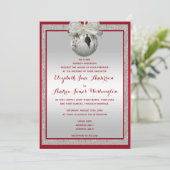 Classy Ruby Red & Sparkly Bauble Kerstbruiloft Kaart (Staand voorkant)