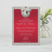 Classy Ruby Red & Sparkly Bauble Kerstbruiloft Kaart (Staand voorkant)