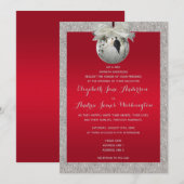 Classy Ruby Red & Sparkly Bauble Kerstbruiloft Kaart (Voorkant / Achterkant)