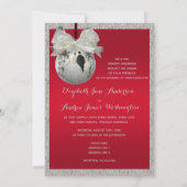 Classy Ruby Red & Sparkly Bauble Kerstbruiloft Kaart (Achterkant)
