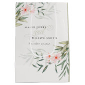 Classy Rustic Blush Greenery Floral Bunch Wedding Medium Cadeauzakje (Achterkant)