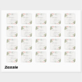 Classy Rustic Blush Greenery Floral Bunch Wedding Vierkante Sticker (Vel)