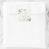 Classy Rustic Blush Greenery Floral Bunch Wedding Vierkante Sticker (Tas)