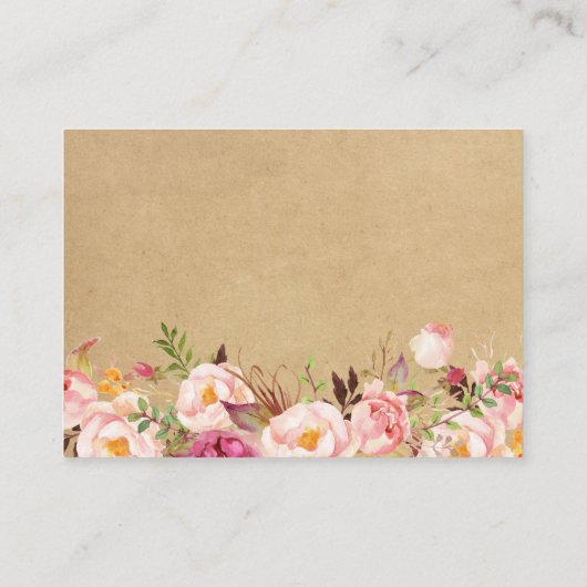 Classy Rustic Floral Kraft Wedding Insert Kaart (Achterkant)