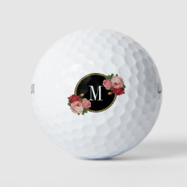 Classy Rustic Floral Rozen Girly Monogram Golfballen