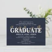 Classy Rustic Gold Leaf Graduation Party Kaart (Staand voorkant)