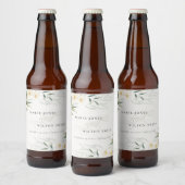Classy Rustic White Greenery Floral Bunch Wedding Bier Etiket (Flessen)