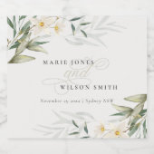 Classy Rustic White Greenery Floral Bunch Wedding Bier Etiket (Enkel label)