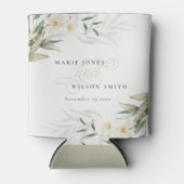 Classy Rustic White Greenery Floral Bunch Wedding Blikjeskoeler (Voorkant)