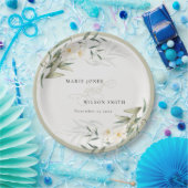 Classy Rustic White Greenery Floral Bunch Wedding Papieren Bordje (Feest)