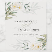 Classy Rustic White Greenery Floral Bunch Wedding Wijn Etiket (Enkel label)