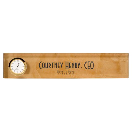 Classy rustieke Dante Sinaasappel Interieur Design Naambordje (Voorkant)