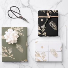 Classy rustieke Kerstmis Verpakking Blad Set van 3 Inpakpapier Vel