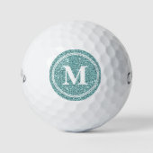 Classy Sage Glitter Sparkly Monogam Personalized Golfballen (Voorkant)