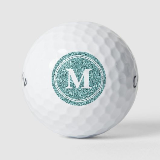 Classy Sage Glitter Sparkly Monogam Personalized Golfballen (Voorkant)