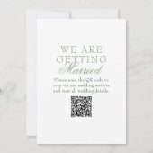 Classy Sage Green Boho Modern QR Code Wedding Kaart (Achterkant)