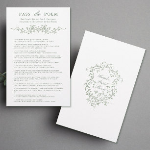 Classy Sage Green Floral 'Pass the Poem' Spel