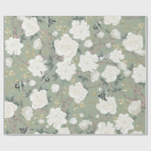Classy Sage Green White Chinoiserie Flowers Birds Cadeaupapier (Vlak)