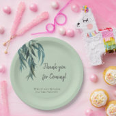 Classy Sage Green Willow Branch Botanical Wedding Papieren Bordje (Feest)