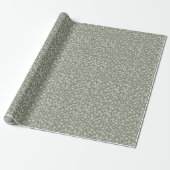 Classy Sage Groen Wit Hand getrokken Bloem Patroon Cadeaupapier (Uitgerold)
