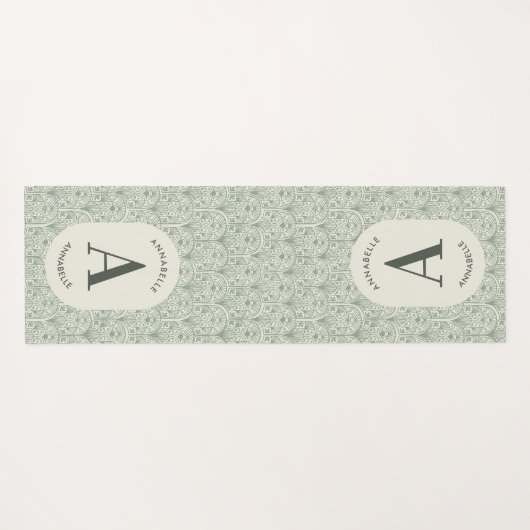 Classy salie groen familie monogram elegant modern yogamat (Achterkant (horizontaal))
