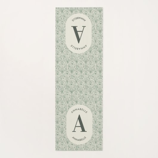Classy salie groen familie monogram elegant modern yogamat (Achterkant)