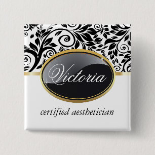Classy Salon Name Tag Vierkante Button 5,1 Cm