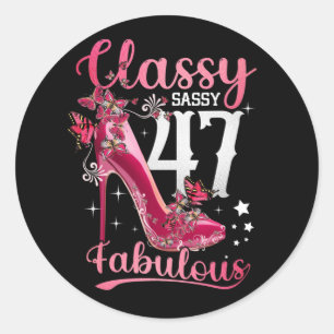 Classy Sassy 47 en Faburlous 47th Birthday Floral Ronde Sticker