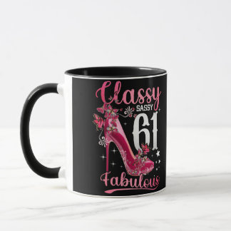 Classy Sassy 61 en Faburlous 61st Birthday Floral Mok
