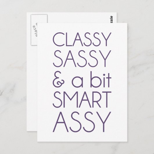 Classy Sassy en Bit Smart Assy Briefkaart (Voorkant / Achterkant)