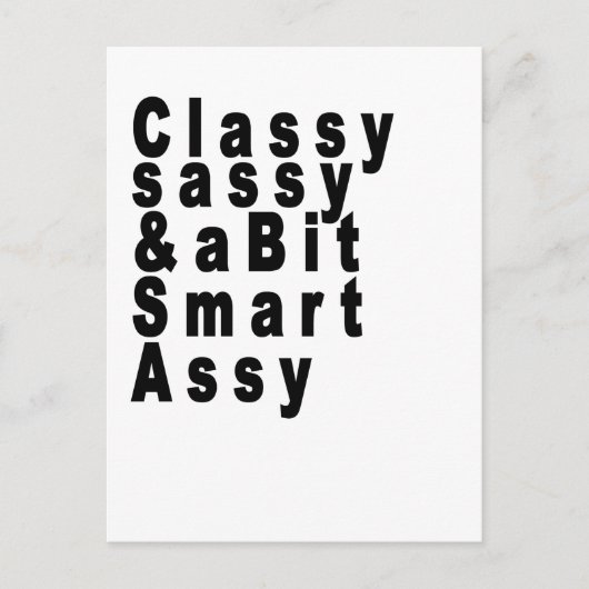 Classy Sassy en een beetje Smart Assy Tshirts.png Briefkaart (Voorkant)