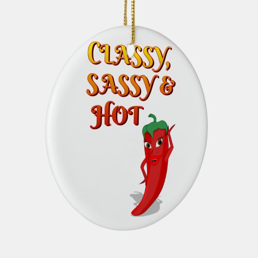 Classy Sassy en Hot Pepper Diva Keramisch Ornament (Rechts)