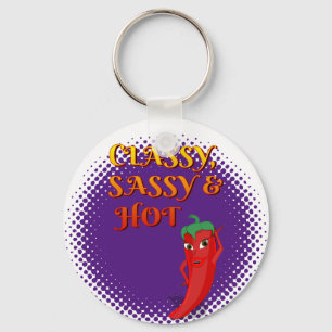 Classy Sassy en Hot Pepper Diva Paarse Sleutelhanger