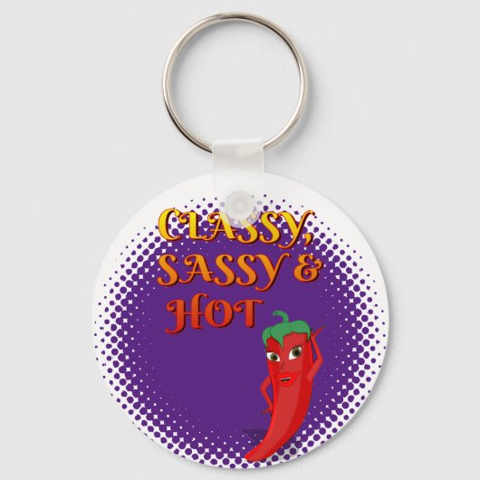 Classy Sassy en Hot Pepper Diva Paarse Sleutelhanger (Voorkant)