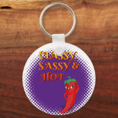 Classy Sassy en Hot Pepper Diva Paarse Sleutelhanger (Achterkant)