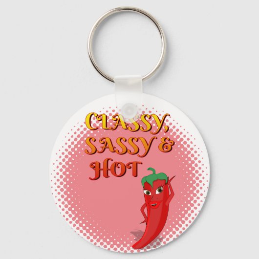 Classy Sassy En Hot Pepper Diva Roze Sleutelhanger (Voorkant)