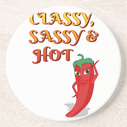 Classy Sassy en Hot Pepper Diva Zandsteen Onderzetter (Voorkant)