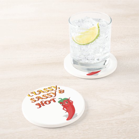 Classy Sassy en Hot Pepper Diva Zandsteen Onderzetter (Zijkant)