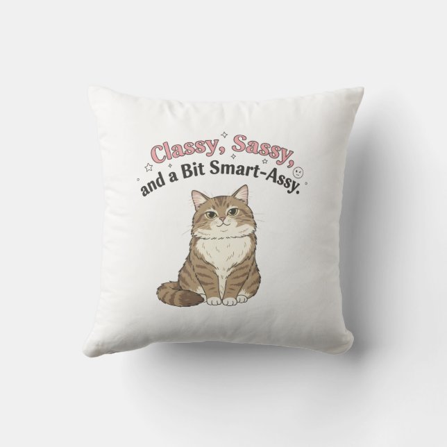 Classy, Sassy & Smart-Assy Cat Design Kussen (Achterkant)