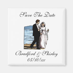 Classy Save the Date strand Wedding Destination Ma Magneet
