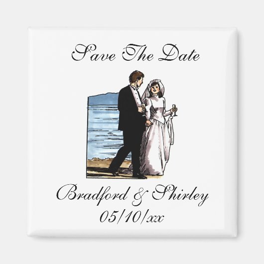 Classy Save the Date strand Wedding Destination Ma Magneet (Voorkant)