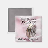 Classy Save the Date Wedding Rings Bands Photo Mag Magneet (Voorkant / Achterkant)