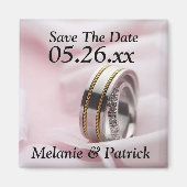 Classy Save the Date Wedding Rings Bands Photo Mag Magneet (Voorkant)