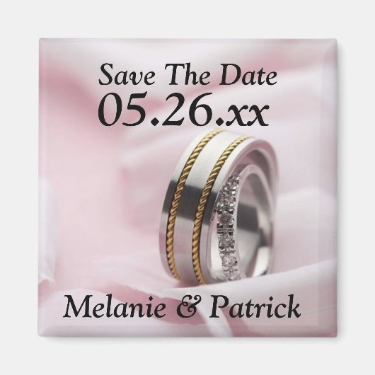 Classy Save the Date Wedding Rings Bands Photo Mag Magneet (Voorkant)