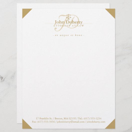 Classy Scales of Justice | Goud Briefhoofd (Voorkant / Achterkant)