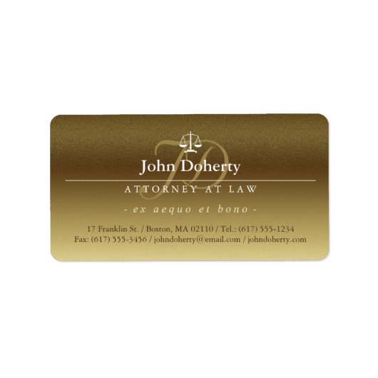 Classy Scales of Justice | Goud Etiket (Voorkant)