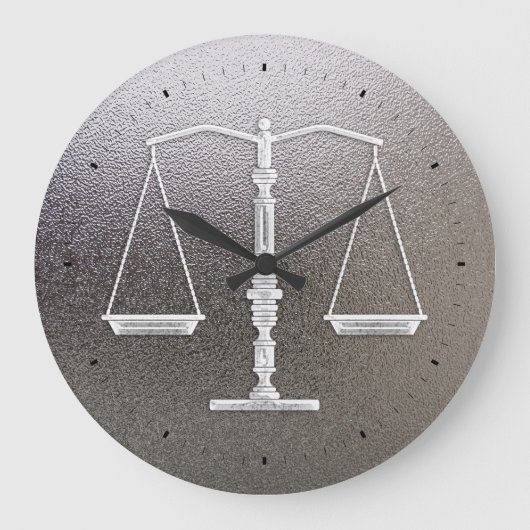 Classy Scales of Justice | Grafisch metallisch Grote Klok (Voorkant)