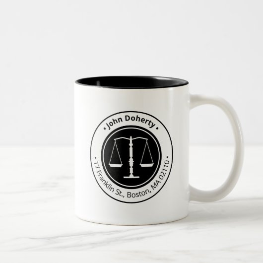 Classy Scales of Justice | Law Firm Tweekleurige Koffiemok (Rechts)